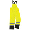Ergodyne 8918bk Xl Lime Supplemental Class E Black Bottom Rain Bibs
