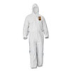 Kleenguard A35 Coveralls, Hooded, Large, White, Carton Of 25
