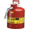 Justrite Accuflow  5 Gallon Red Type II Safety Can With 9"L X 1" Dia. Metal Hose