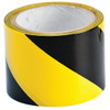 Brady "Warning" Stripe & Check Tape 18 Yd H X 3 In W, Black/Yellow, 18 Yards