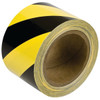Brady "Warning" Stripe And Check Tape 3 In W Black On Yellow Roll Of 60 Ft