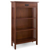 Leick Home One Drawer Mantel Height 3 Shelf Bookcase,slatted Sides,mission Oak