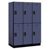 Salsbury Industries 18" Wide Double Tier Wood Locker, 3 Wide, 21" Deep, Blue