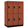 Salsbury Industries 18" Wide Double Tier Wood Locker, 3 Wide, 24" Deep, Cherry