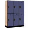 Salsbury Industries 18" Wide Double Tier Wood Locker, 3 Wide, 18" Deep, Blue