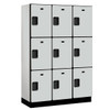 Salsbury Industries 18" Wide Triple Tier Wood Locker, 3 Wide, 18" Deep, Gray