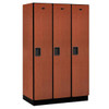 Salsbury Industries 15" Wide Single Tier, 3 Wide Wood Lockers, 21" Deep, Cherry