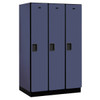 Salsbury Industries 15" Wide Single Tier, 3 Wide Wood Lockers, 24" Deep, Blue