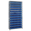 Quantum Storage Systems Bin Wire Shelving, 36"wx12"dx75"h, Includes 96 Blue