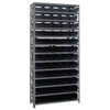 Quantum Storage Systems Bin Wire Shelving, 36"wx12"dx75"h, Includes 60 Black