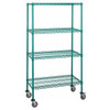 Quantum Storage Systems 4-Wire Shelf Mobile Cart, 18"H X 36"L X 63"H, Green