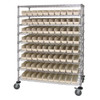 Quantum Storage Systems Wire Catheter Cart With 80 Clear Bins, 24" X 48" X 69"