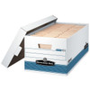 Bankers Box Stor/File White/Blue Lift-Off Locking Lid Storage Box, Case Of 4