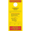 Maintenance Door Tags, Yellow With Stub, 4-1/4 X 9-1/4", Package Of 100