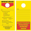 Two-Sided Maintenance Door Tags, Yellow Version B, Package Of 100