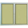 Ghent 2 Door Enclosed Vinyl Bulletin Board With Satin Aluminum Frame, 3'H X 4'W