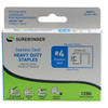 Surebonder #4 Stainless Steel Heavy Duty Narrow Crown Staples, 1/2" 1250 Count