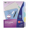 Avery Write/Erase Durable Plastic Dividers 3-Hole Punch 5-Tab Asst Package Of 5