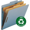 Smead Pressboard Classification Folder, 2 Dividers, Letter, Blue, Box Of 10