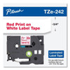 Brother Tze Standard Adhesive Laminated Labeling Tape 0.7"X26.2 Ft Red On White