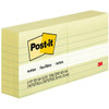 Post-It Lined Notes 3"X3" Canary Yellow Package Of 6