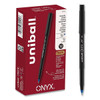 Uni-Ball Onyx Rollerball Pen Fine 0.7 Mm Blue Ink Black/Blue Brl Package Of 12