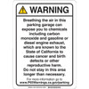 Brady Prop 65 Regulatory Sign Parking Garage 10x7 Inch Aluminum Black On White