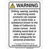 Brady Prop 65 Regulatory Sign Wood Working 10 X 7 Inch Polyester Black On White