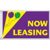 Horizontal Now Leasing Flag, Festive, 5' X 3'