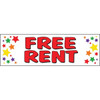 Horizontal Free Rent Banner, Multicolored Stars, 15' X 4'