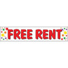 Horizontal Free Rent Banner, Multicolored Stars, 20' X 4'