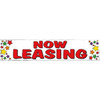 Horizontal Now Leasing Banner, Multicolored Stars