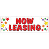 Horizontal Now Leasing Banner, Multicolored Stars, 10' X 3'
