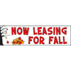 Horizontal Now Leasing For Fall Banner With Autumn Leaves, 15' X 4'