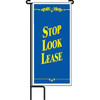 Stop Look Lease Lawn Banner Kit, Blue/Yellow, 15 X 32