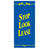 Stop Look Lease Lawn Banner, Blue And Yellow, 15 X 32