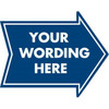 Custom 1-Sided Arrow Shaped Promotional Sign, Blue, 22-1/2 X 18