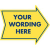 Custom 2-Sided Arrow Shaped Promotional Sign, Yellow, 22-1/2 X 18
