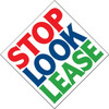 Aluminum Stop Look Lease Diamond Amenity Sign, Red/White/Blue, 24 X 24