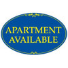 Coroplast Apartment Available Oval Amenity Sign, Blue/Yellow, 32 X 21