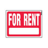 Hy-Ko "For Rent" Sign, Polystyrene, 18" X 24", Package Of 5