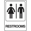 Hy-Ko "Restrooms" Plexiglass Sign, White, 10" X 6", Package Of 5