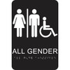 Hy-Ko Braille Unisex Restroom Sign, White/Black, 7 X 12", Package Of 3