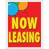 Aluminum Now Leasing Vertical Amenity Sign, Red/Balloons, 18 X 24