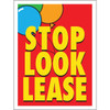 Aluminum Stop! Look! Lease! Vertical Amenity Sign, Red/Balloons, 18 X 24