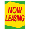 Coroplast Now Leasing Vertical Amenity Sign, Green/Yellow, 18 X 24