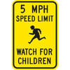5 Mph Watch For Children Symbol Sign, Reflective, 12 X 18