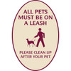 All Pets Must Be On A Leash Oval Designer Sign Burgundy On Ivory, 12 X 18