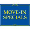 Aluminum Move In Specials Amenity Sign, Blue/Yellow, 24 X 18