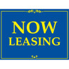Aluminum Now Leasing Amenity Sign, Blue/Yellow, 24 X 18